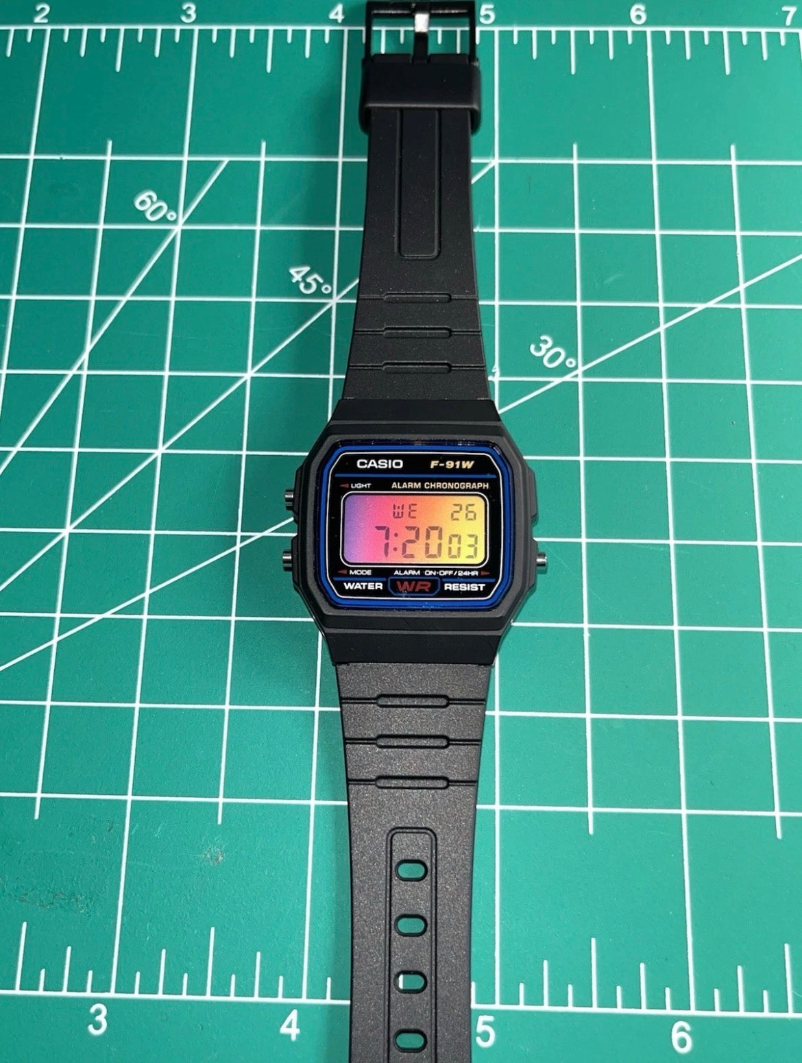 Casio F91 W/ Rainbow Filter Mod